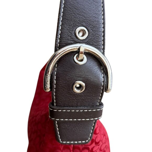 Coach 6351 Signature Canvas Mini Soho Hobo Shoulder Bag Red Y2K Small - Picture 5 of 9
